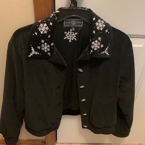 St John Sport by Marie Grey black velvet jacket  S